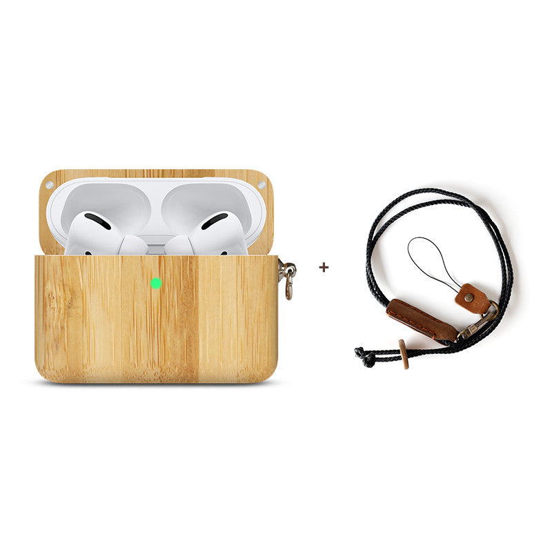 Solid Wood Apple Bluetooth Wireless Earphones Log Shell