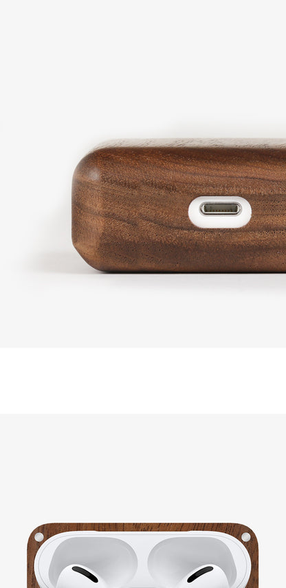 Solid Wood Apple Bluetooth Wireless Earphones Log Shell