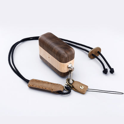Solid Wood Apple Bluetooth Wireless Earphones Log Shell