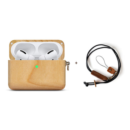 Solid Wood Apple Bluetooth Wireless Earphones Log Shell