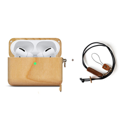 Solid Wood Apple Bluetooth Wireless Earphones Log Shell