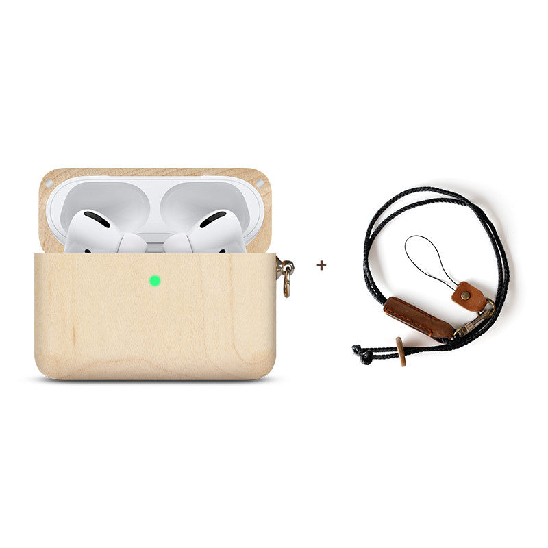 Solid Wood Apple Bluetooth Wireless Earphones Log Shell