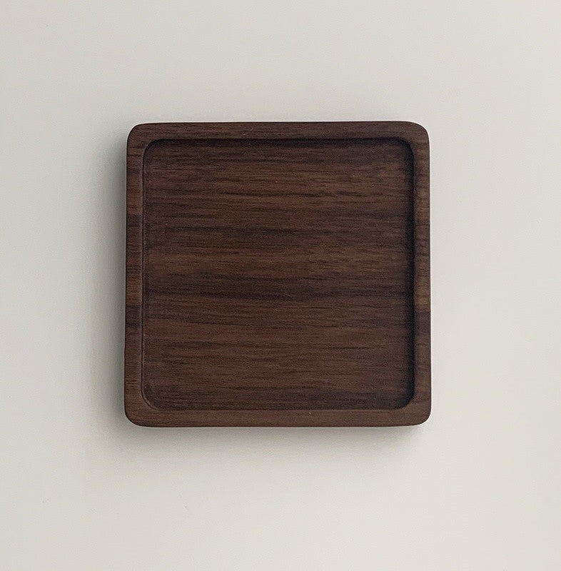 Japanese Walnut Unpainted And Wax-Free Wooden Coaster Insulated Dessert Nut Plate