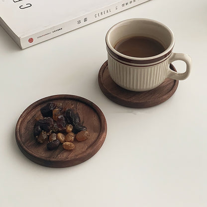Japanese Walnut Unpainted And Wax-Free Wooden Coaster Insulated Dessert Nut Plate